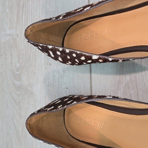 J.Crew Women Leather Animal Print fur Loafer Slip on shoes sz 8 - Picture 7 of 14